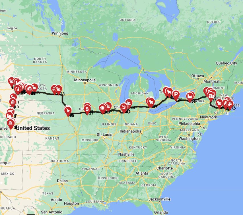 RV trip wizard route planner from Denver to Boston